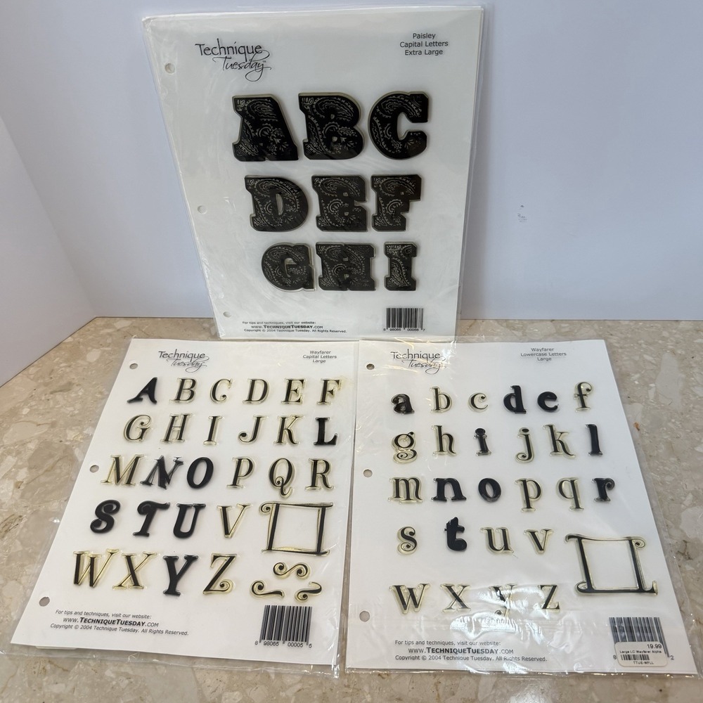 Technique Tuesday Clear Stamp 2004 Alphabet Lot Paisley Capital XL Wayfarer L